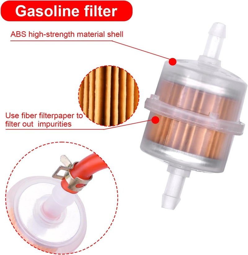 YTM 3/16 Fuel Line red 10 FT + 2Pcs Fuel Filter + 10Pcs Clamp for Honda Predator Mini Bike ATV Mowing Machine Snow Machine Small Engines GX160 GX120 GX100 GX200 GX390 - Image 5